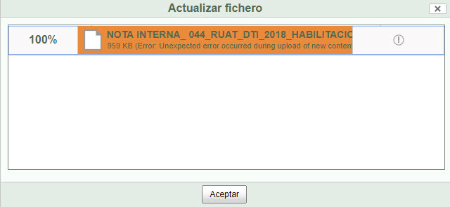 error de versionamiento