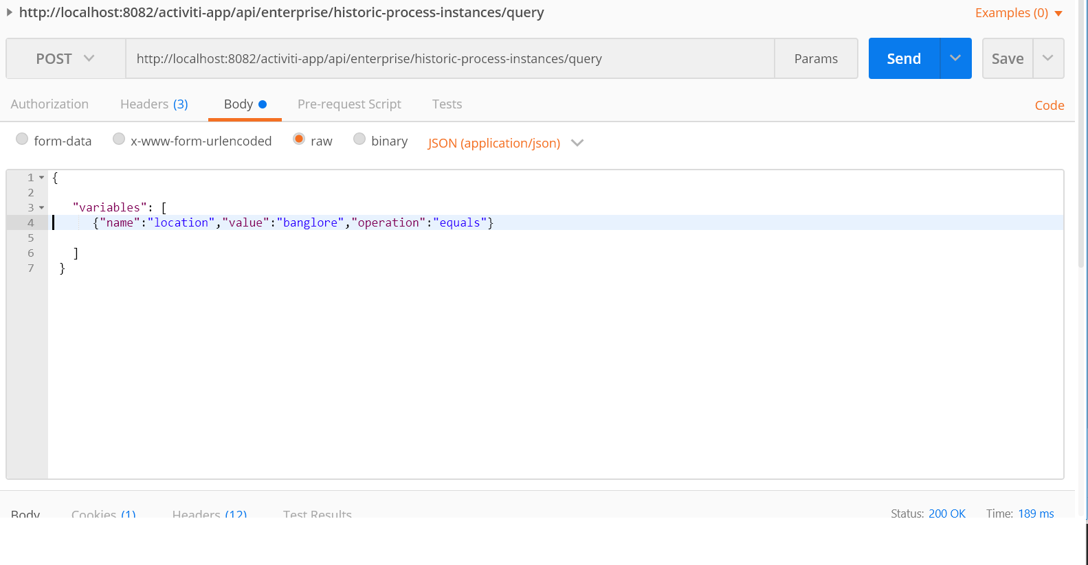 I am passing variable name as location and value as banglore