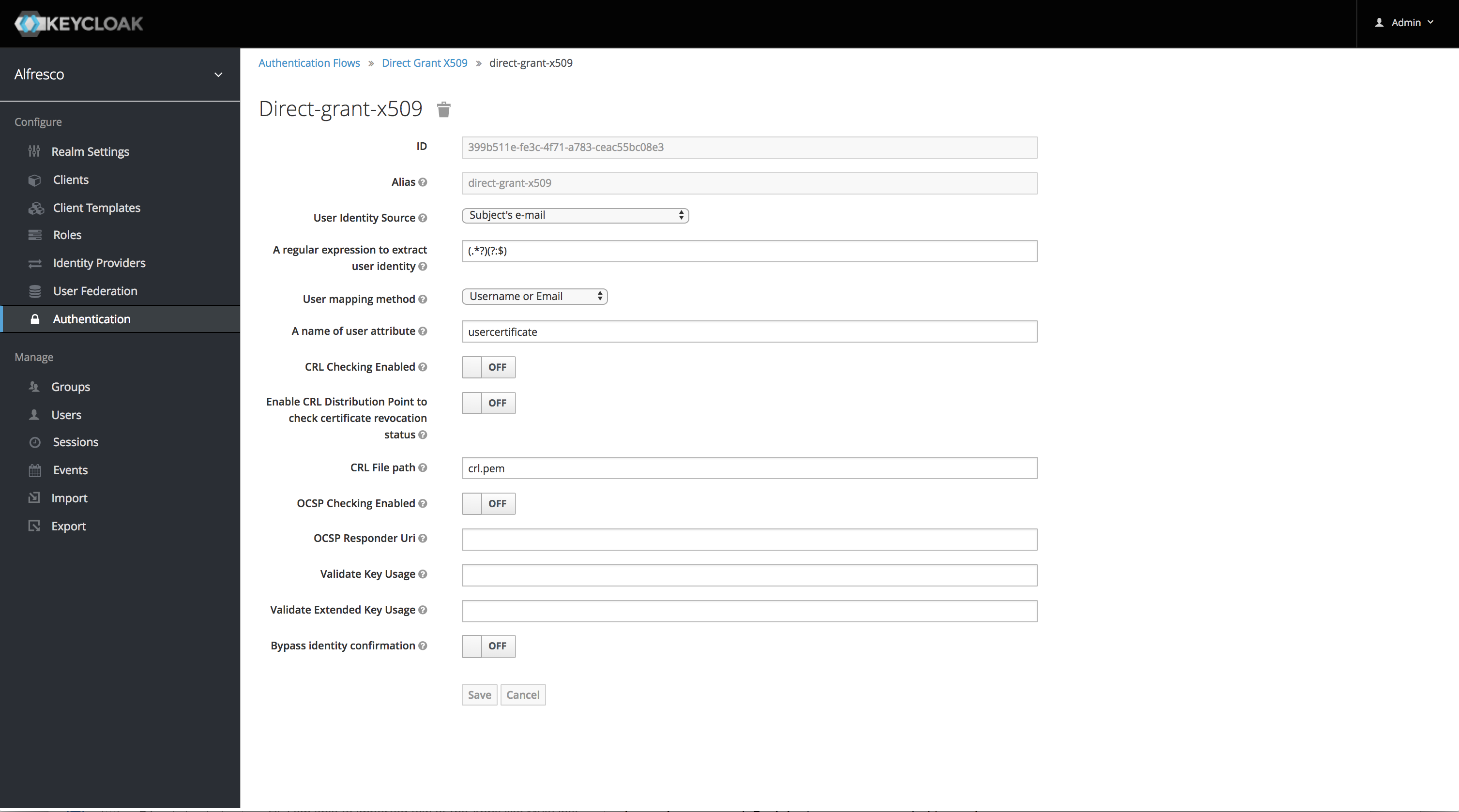 Configure Direct Grant