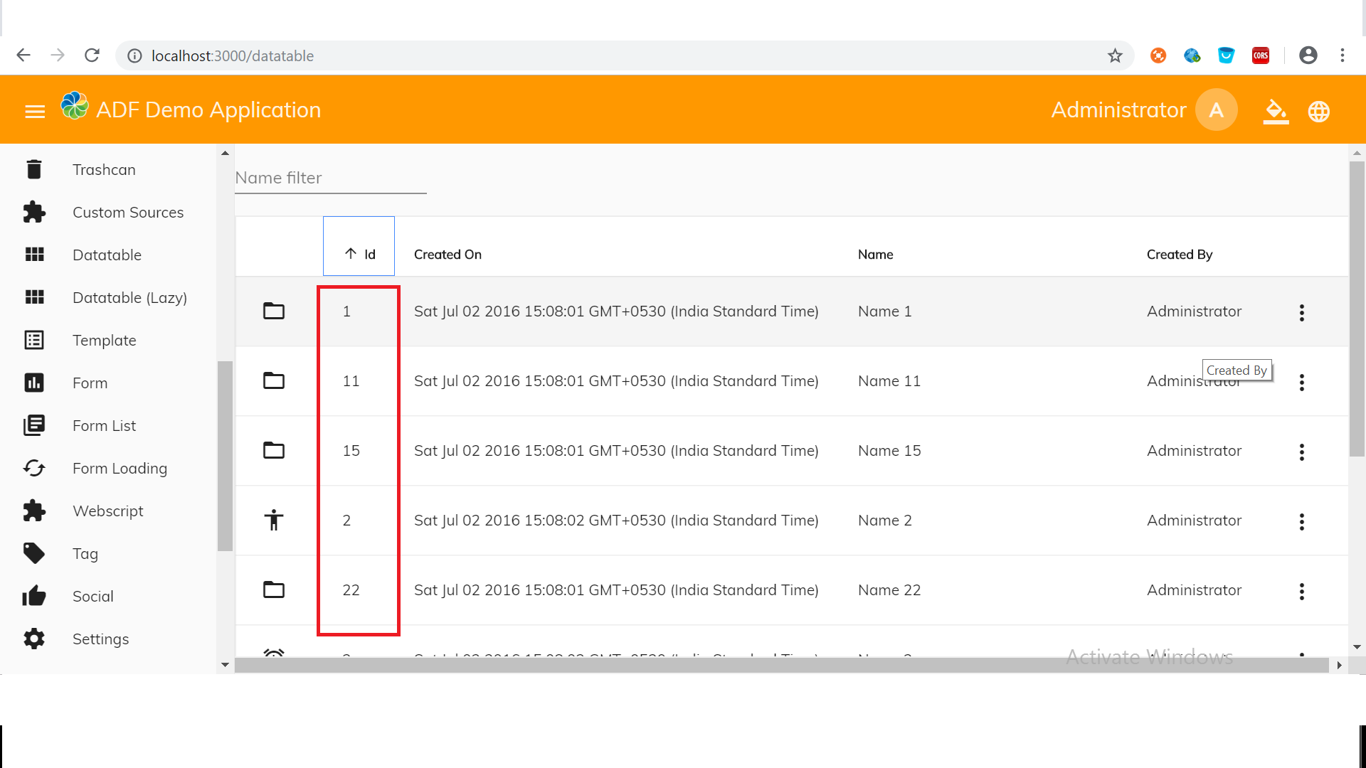 sorting is not working properly for numeric columns